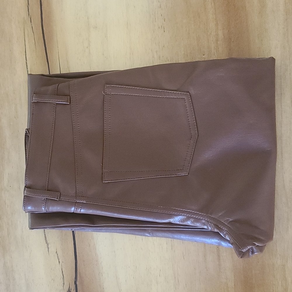 Brown faux leather pants